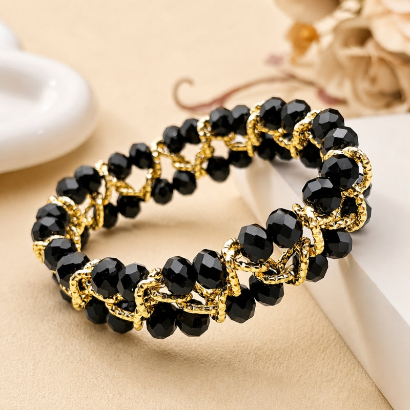 Pulsera lustrosa de cuentas de cristal