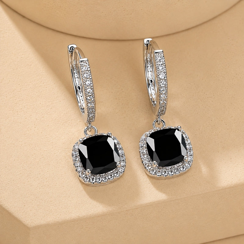 Pendientes couture de circonita negra