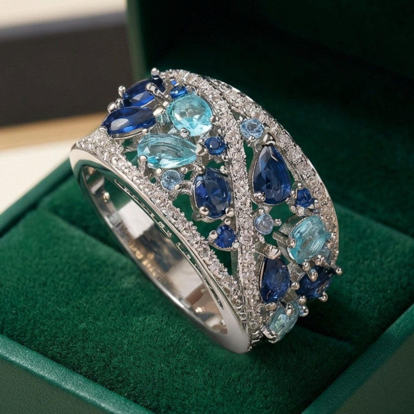 Anillo vintage de cluster marquise con pavé