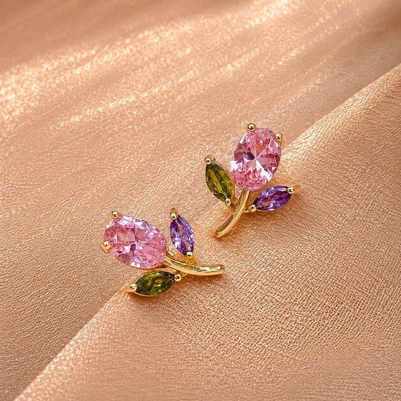 Pendientes de racimo de gemas tulipán