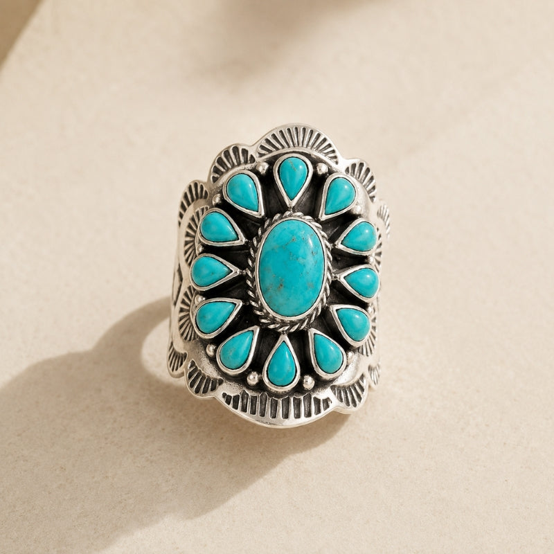 Anillo tótem turquesa sofisticado
