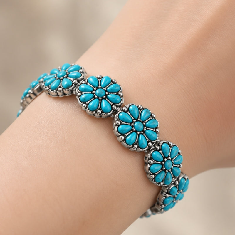Pulsera elástica de flor turquesa – imagen 2