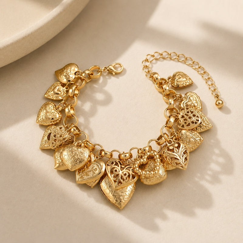 Pulsera de lujo con corazón y espejo