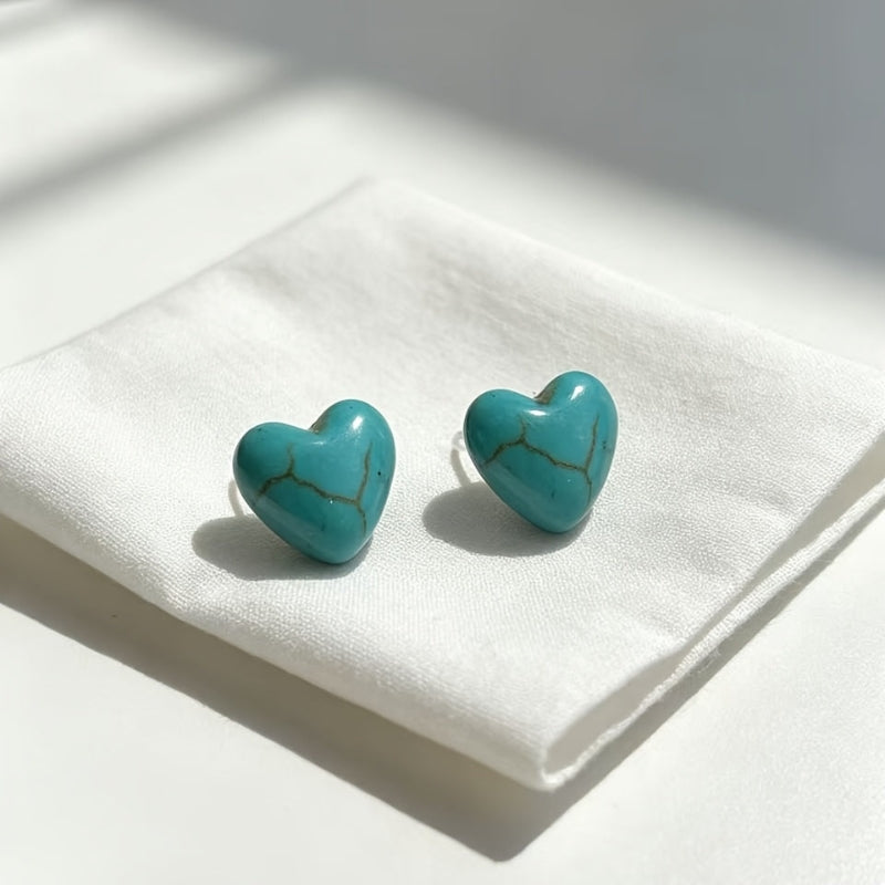 Pendientes de corazón de turquesa – imagen 2
