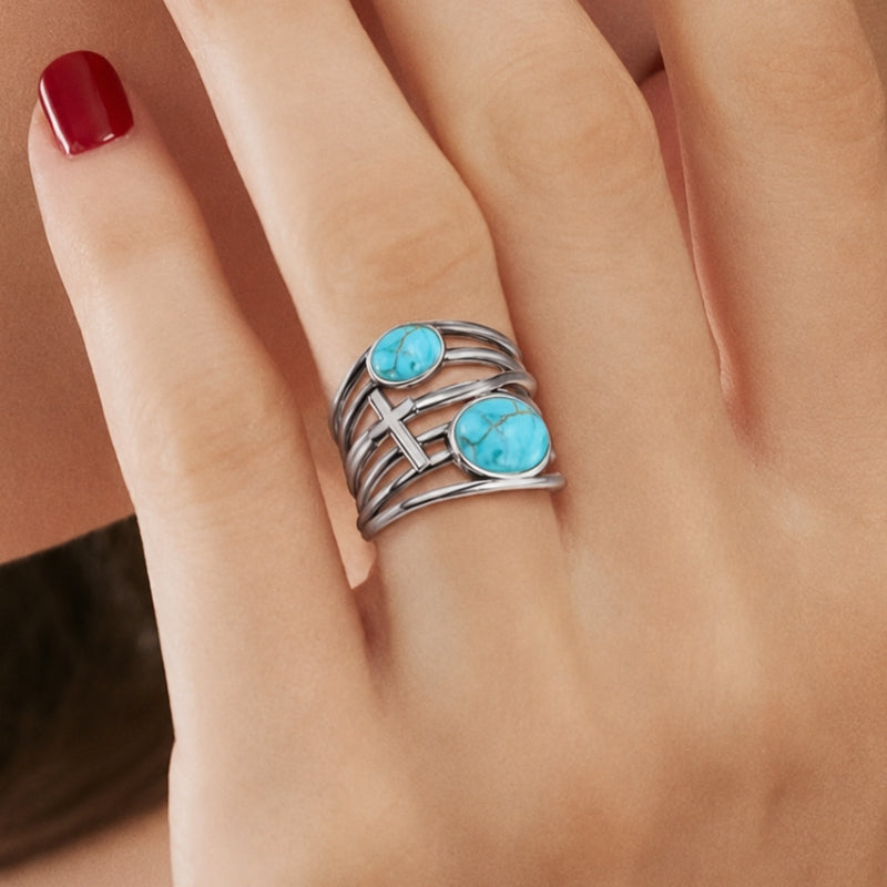 Anillo ancho opulento de turquesa – imagen 2
