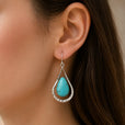 Pendientes aro con gota de turquesa