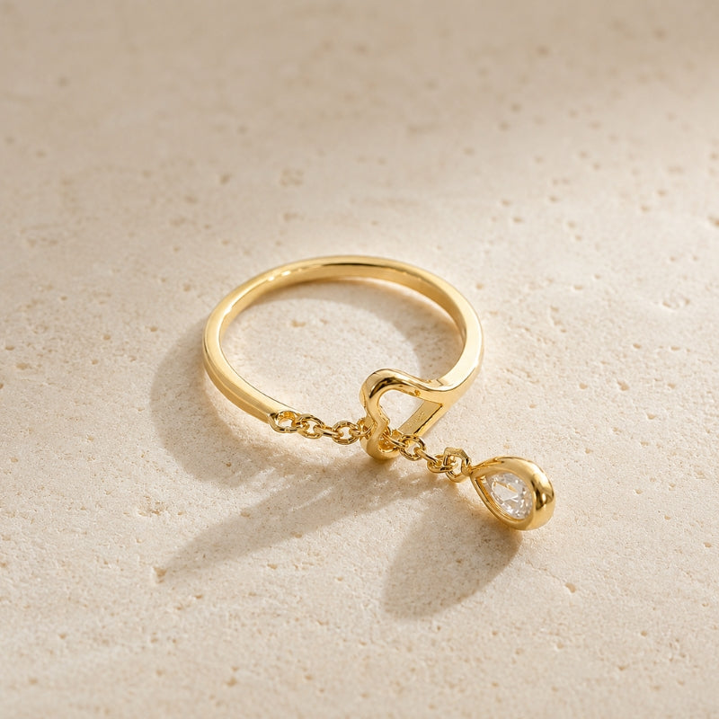 Anillo exquisito corazón colgante