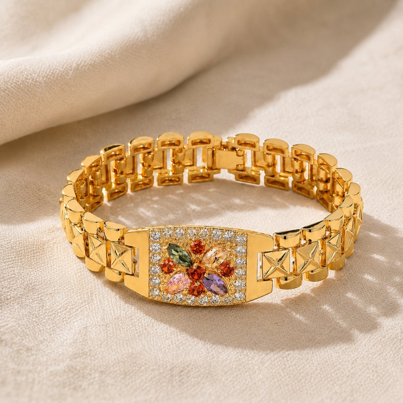 Pulsera atemporal de flor de circonita