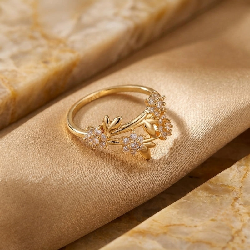 Anillo floral atemporal de circonita – imagen 2