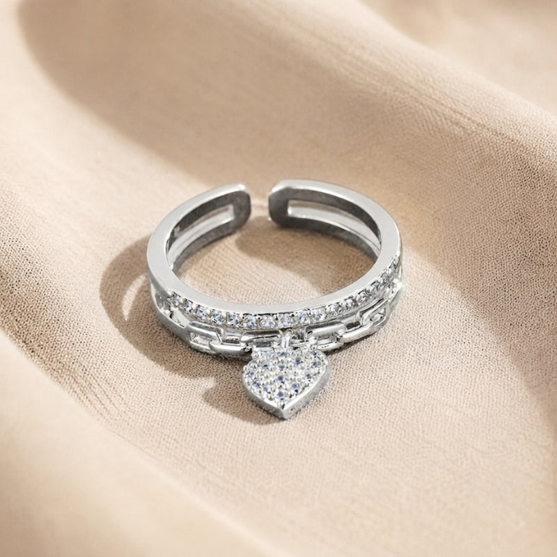 Anillo sofisticado de circonita con corazón – imagen 2