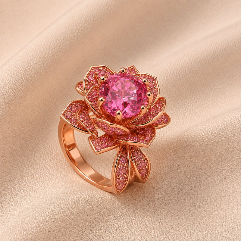Anillo floral rosa exquisito