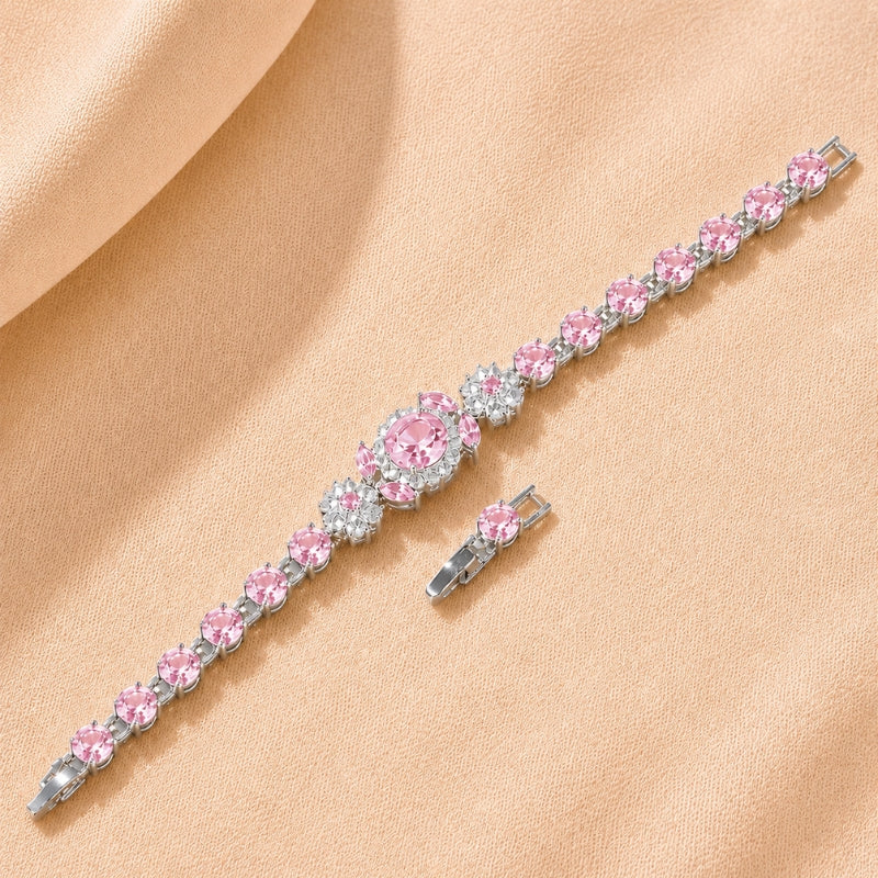 Pulsera de circonita rosa brillante