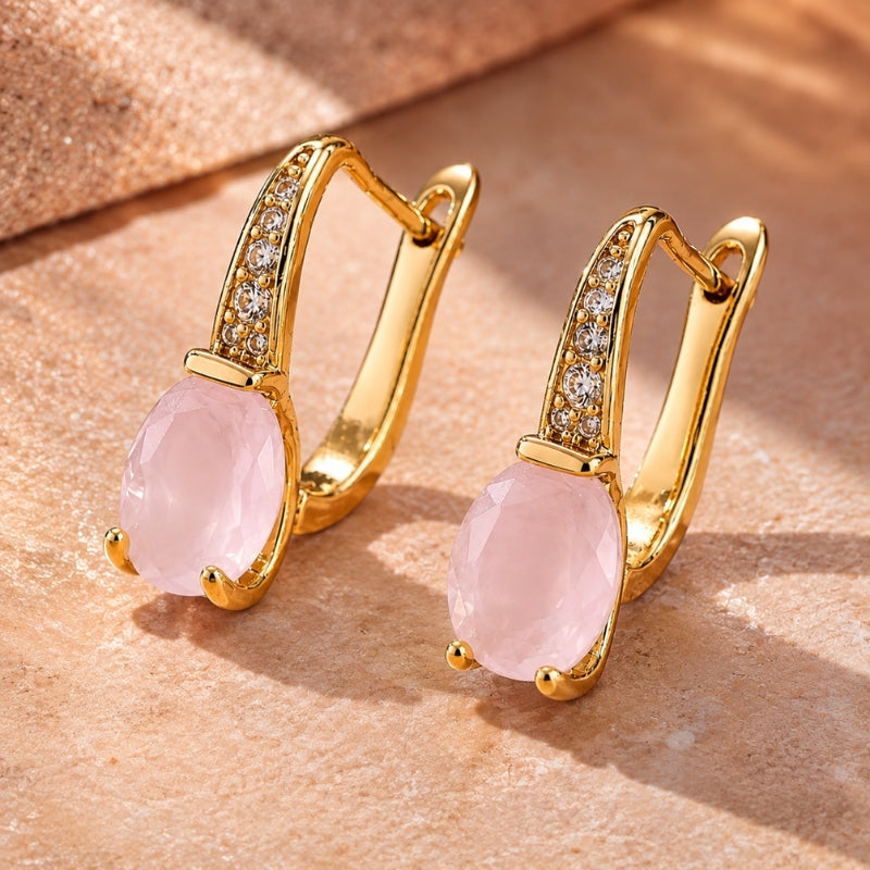 Pendientes rosas llamativos y luminosos