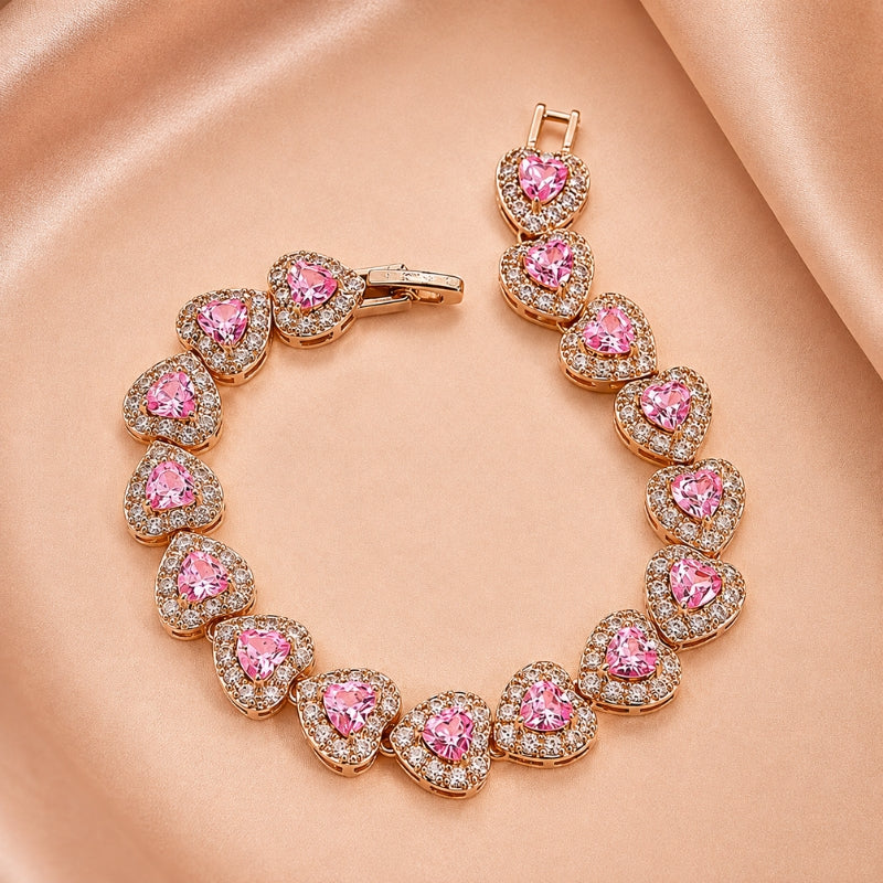 Pulsera clásica de corazón con brillo