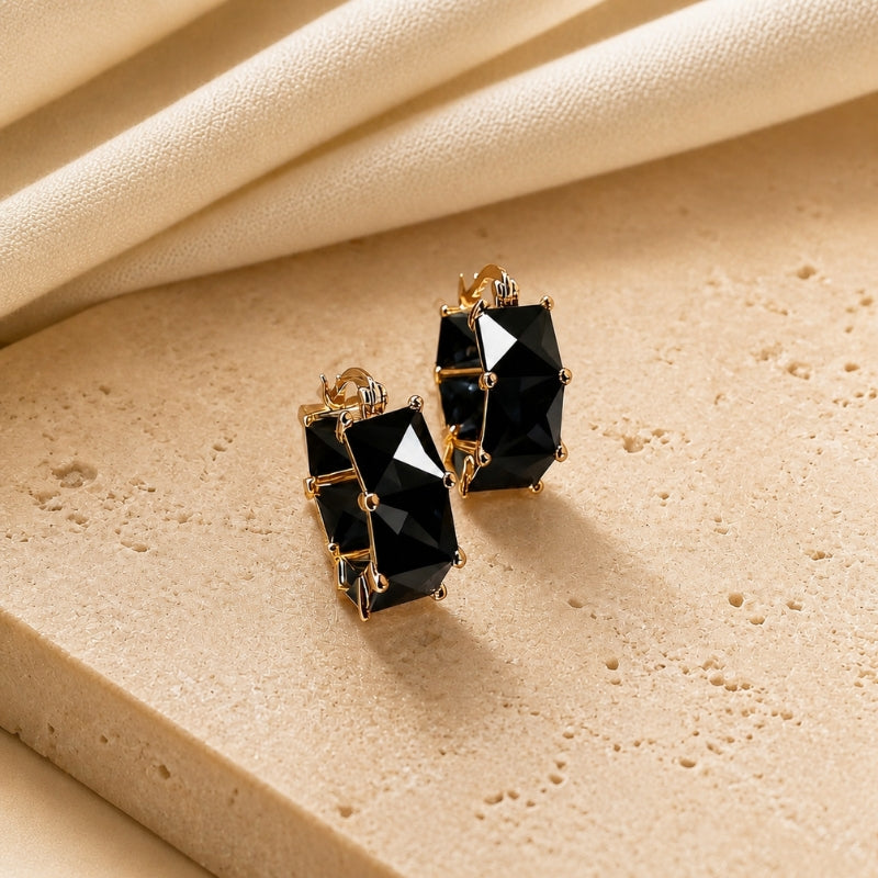 Pendientes de piedra negra brillante