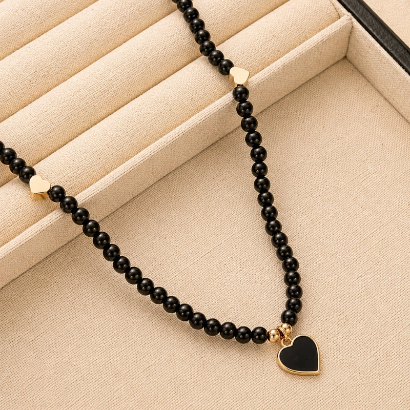 Collar exquisito con corazón negro – imagen 2