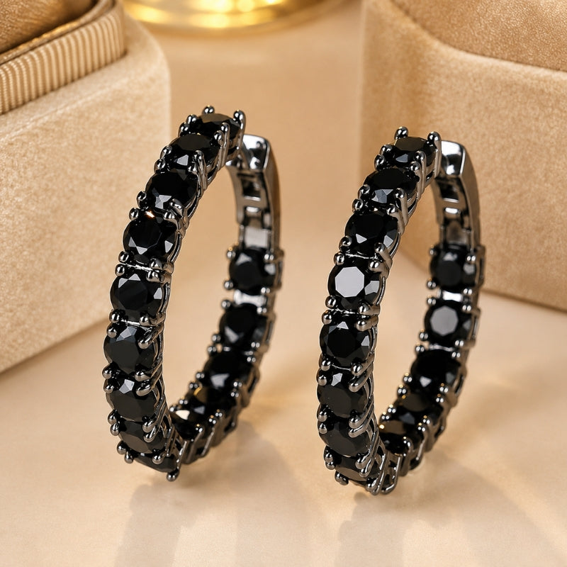 Pendientes iconic negros de circonita