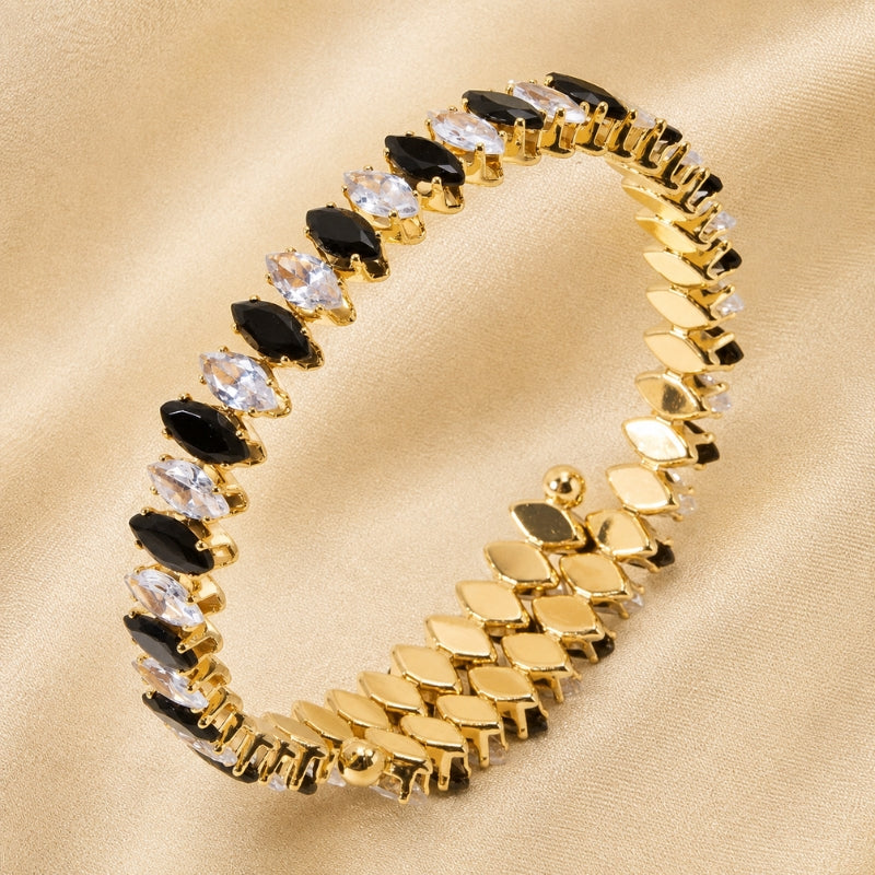 Pulsera de circonita marquesa y ónix