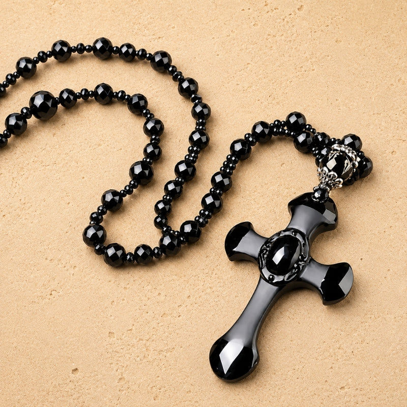 Collar de cuentas negras brillante – imagen 2