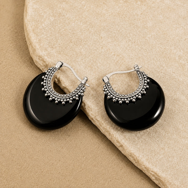 Pendientes de piedra negra brillante