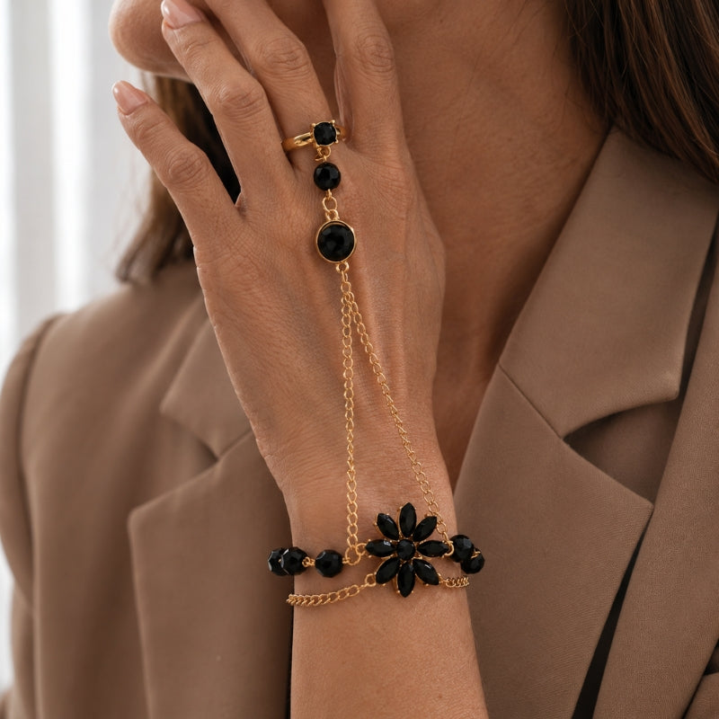 Pulsera anillo floral opulenta