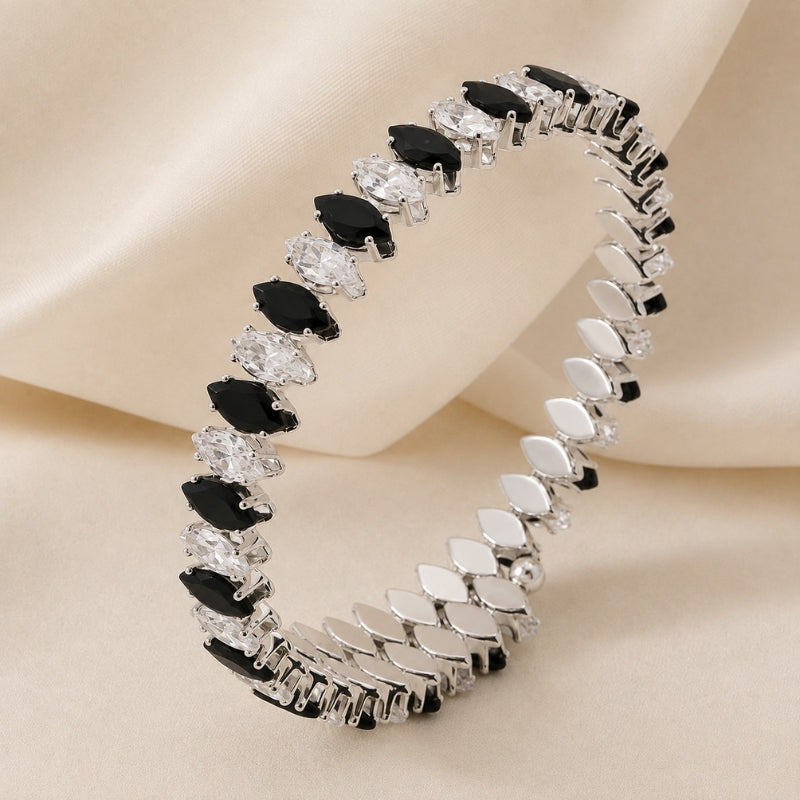 Pulsera de circonita marquesa y ónix – imagen 2
