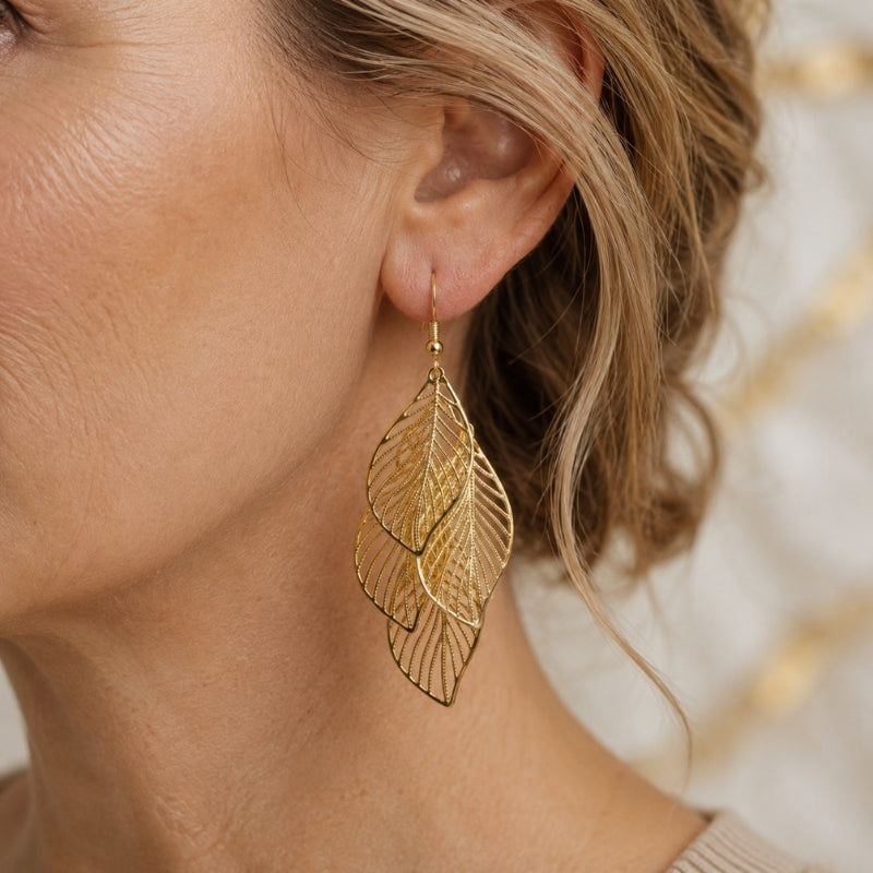 Pendientes Luxe de hoja hueca – imagen 2