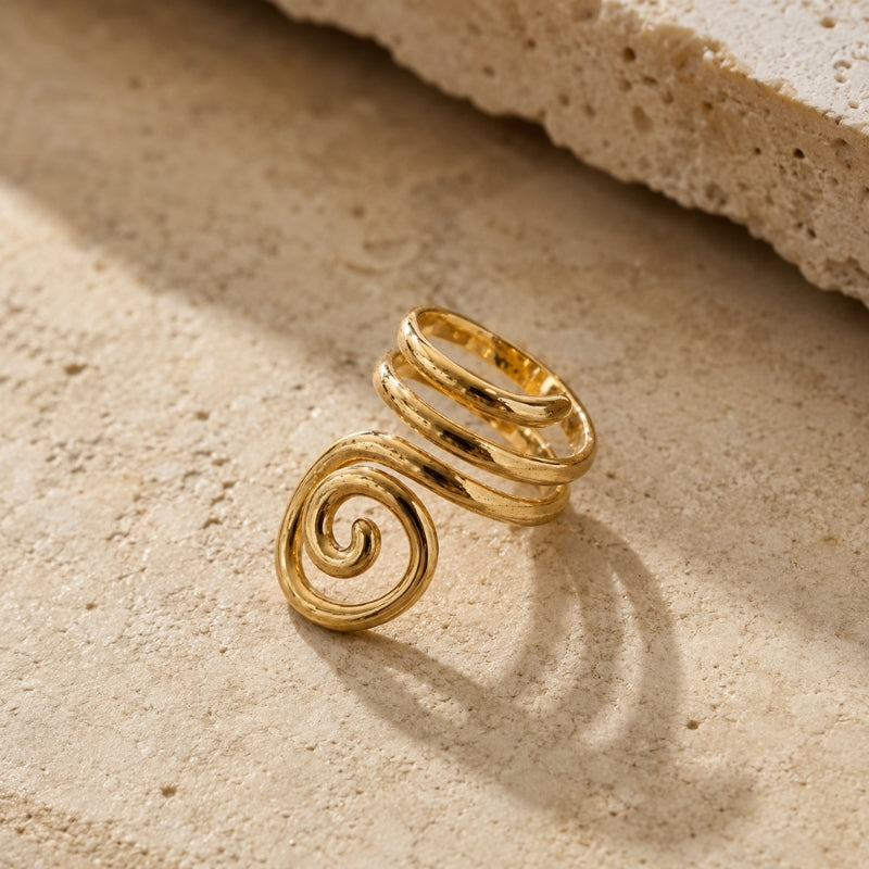 Anillo abierto en espiral de lujo