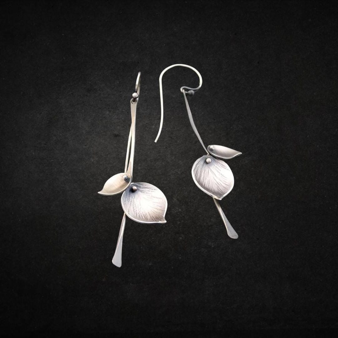 Pendientes vintage de hoja plateada – imagen 2