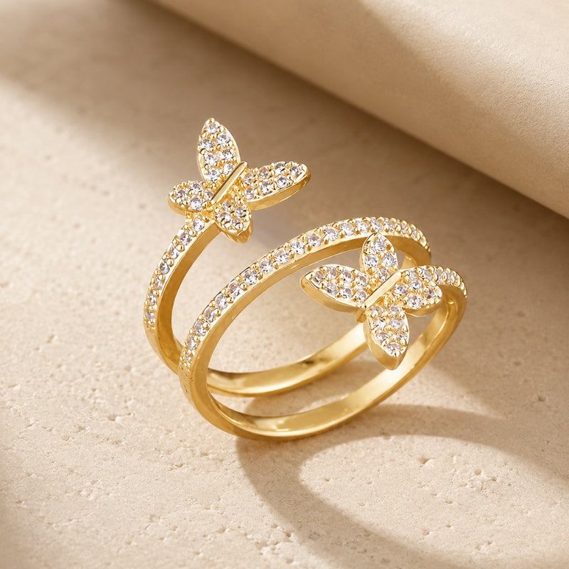 Anillo de moda mariposa lujoso