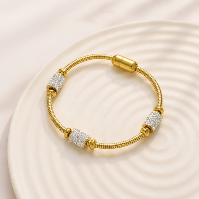 Pulsera dorada opulenta de strass