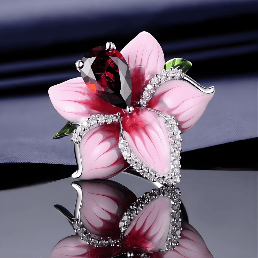 Anillo de lujo con orquídea rosa