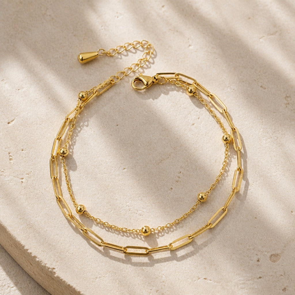 Pulsera delicada de doble capa – imagen 2