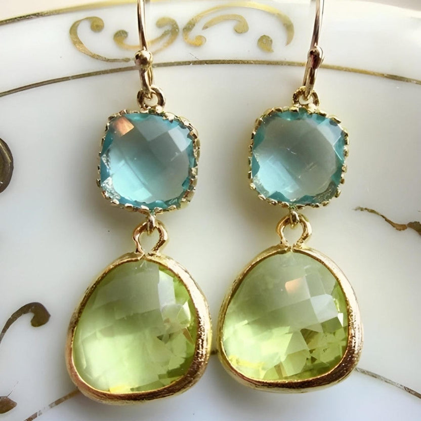 Pendientes vintage de turquesa y piedra luna