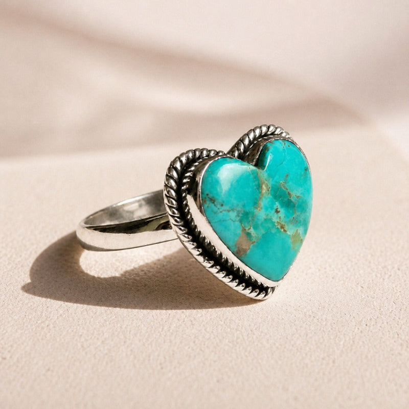 Anillo de corazón con turquesa luminosa – imagen 2