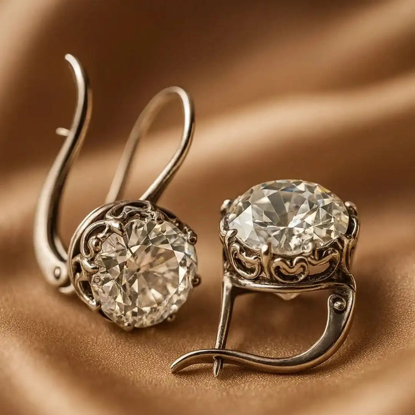 Pendientes Luxe vintage de circonita plateada