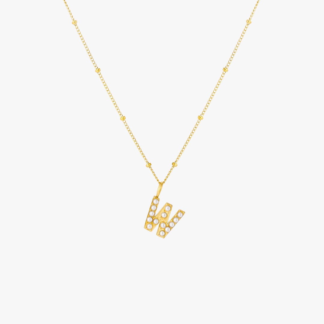 Collar con colgante inicial de perla – imagen 27