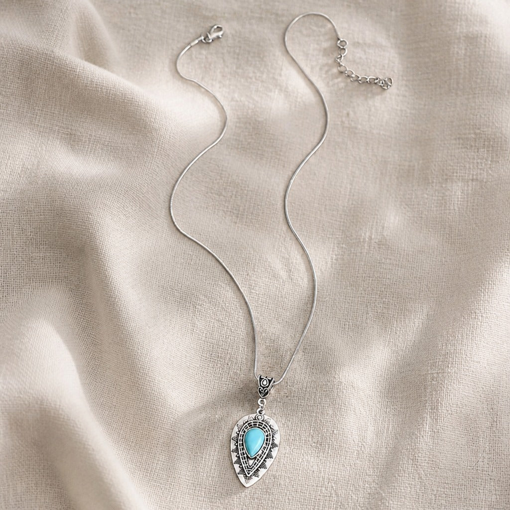 Collar con colgante de gota de agua y turquesa – imagen 2