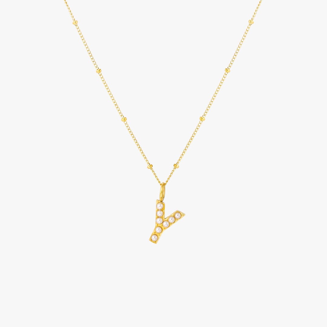 Collar con colgante inicial de perla – imagen 29