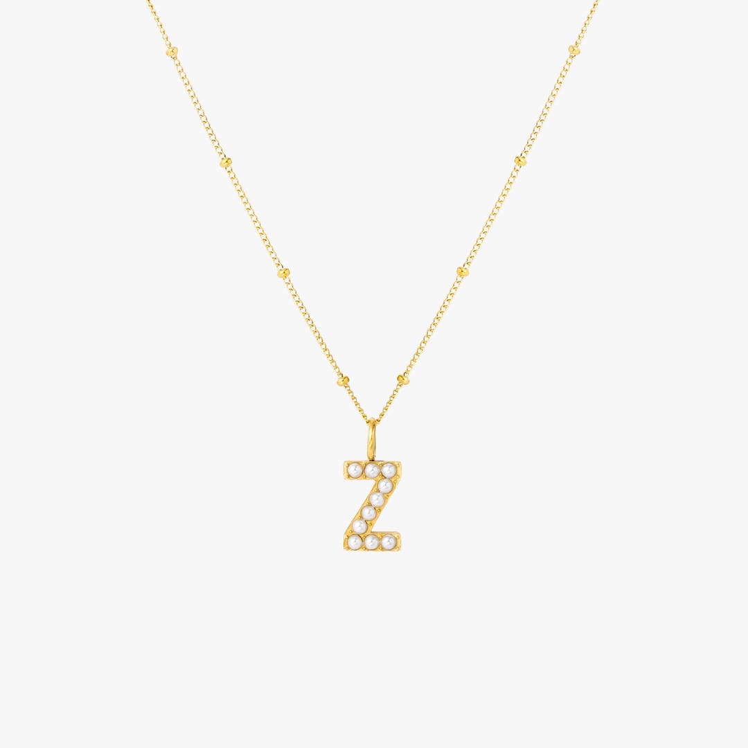 Collar con colgante inicial de perla – imagen 30