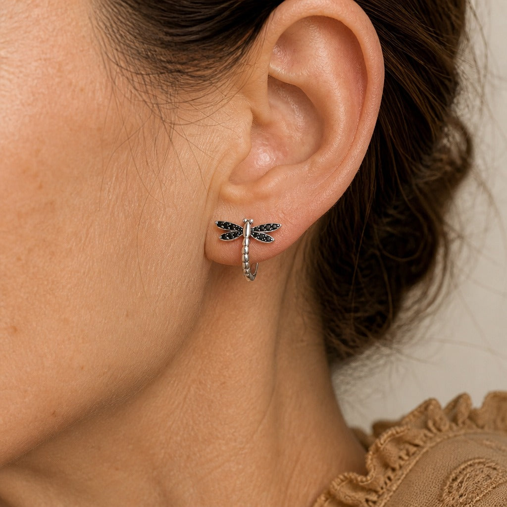 Pendientes de plata con circonita de clip