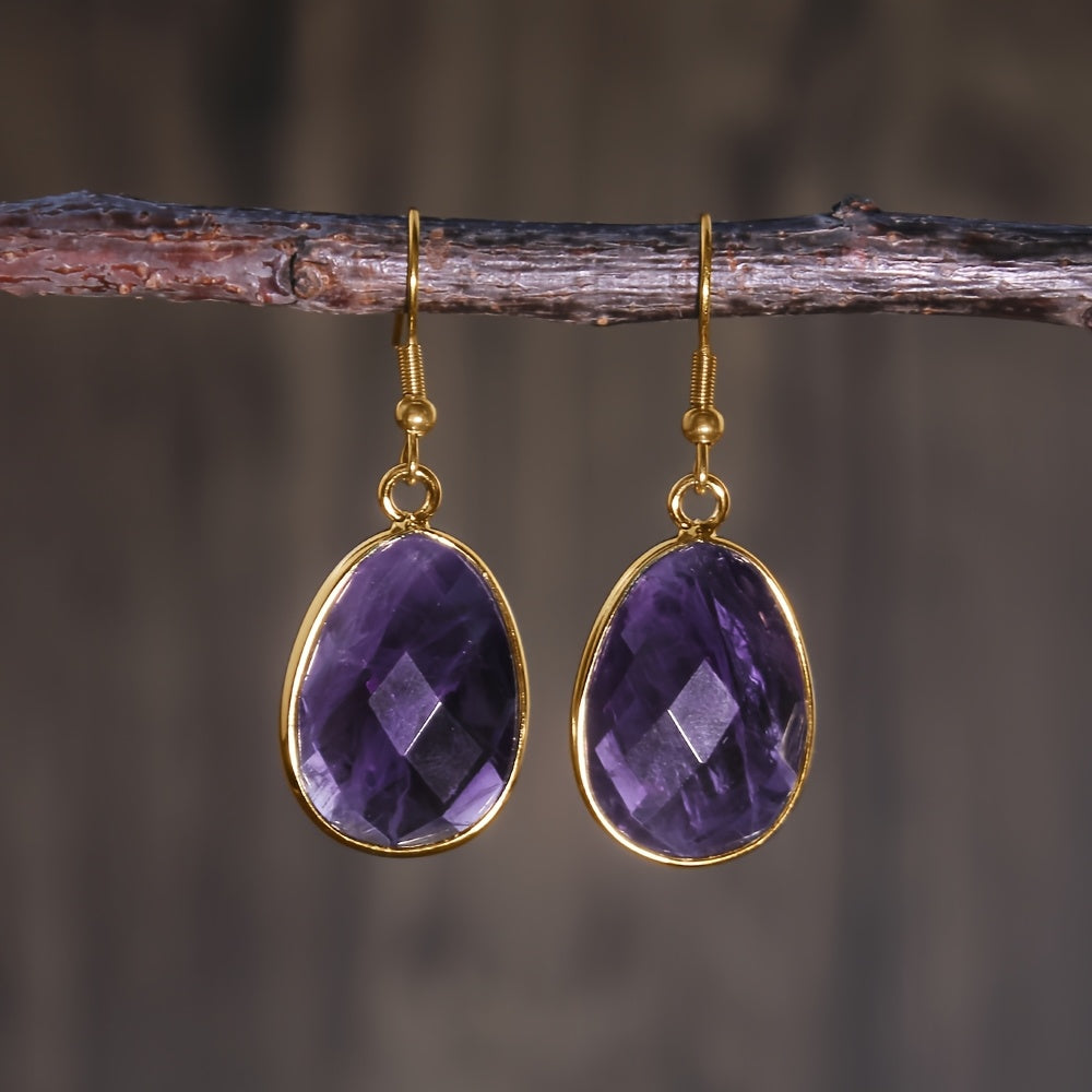 Pendientes de piedra esculpida en dorado – imagen 3