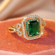Anillo luminoso de cristal verde esmeralda – imagen 2