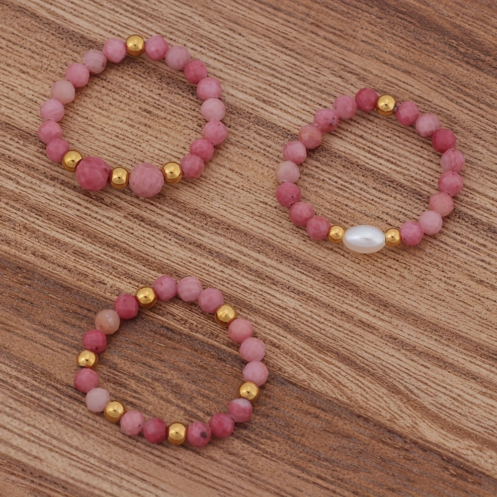 Conjunto de 3 anillos de amatista con cuentas — Carmen, Lucía & Rocío