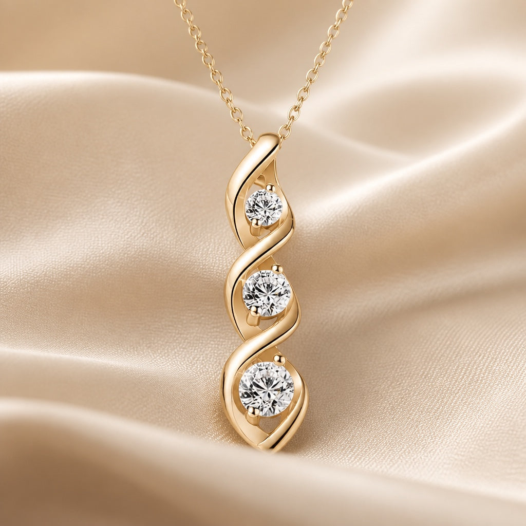 Collar infinito de circonita en oro blanco – imagen 2