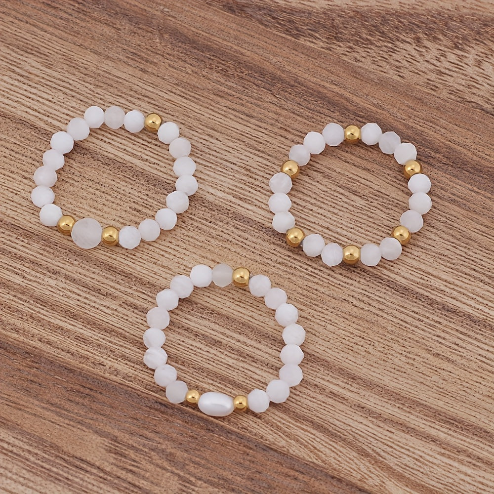 Conjunto de 3 anillos de amatista con cuentas — Carmen, Lucía & Rocío