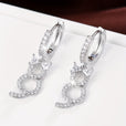 Pendientes de aro con gato colgante de cristal