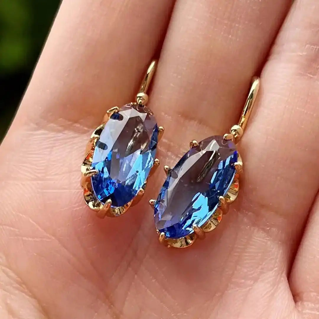 Pendientes dorados Flor Azul Dorada — Carmen, Lucía & Rocío