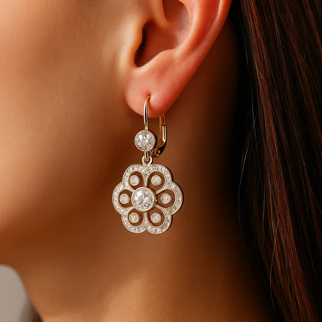 Pendientes retro de cristal con mandala – imagen 3