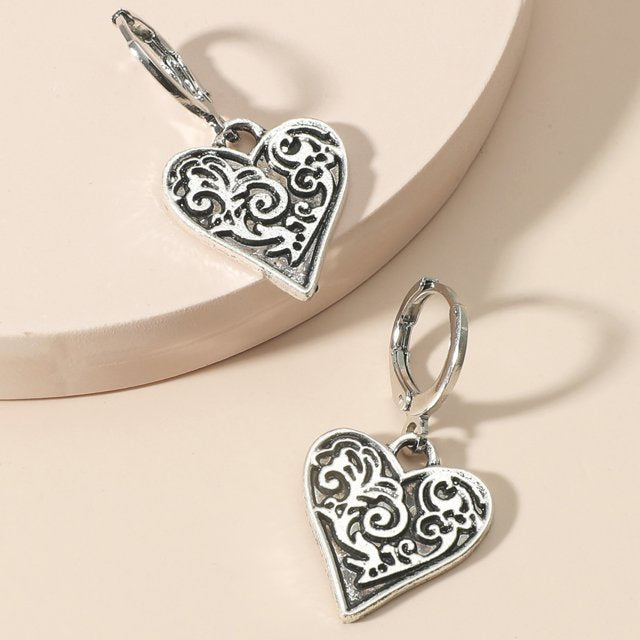 Pendientes colgantes de corazón exquisitos